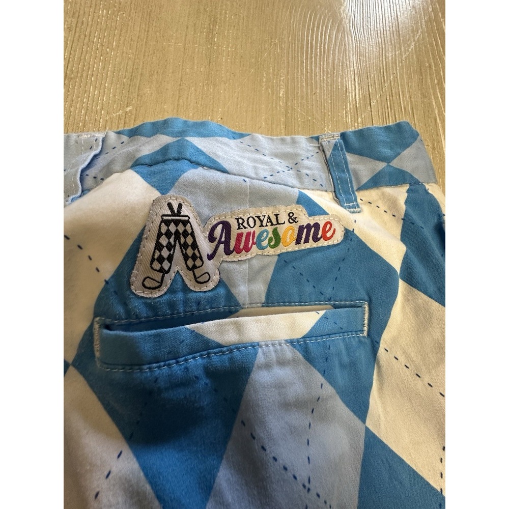 Royal & Awesome Golf Shorts  Men's 32 Patterned Old Blue White